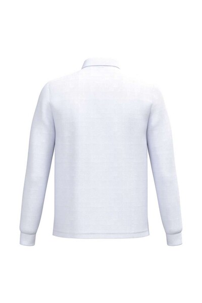 Men's Pique Long-Sleeves Polo Shirt - Ideal White / 2XL