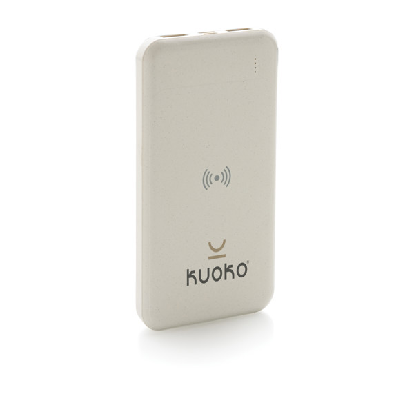 RCS standard recycled plastic wireless powerbank - White