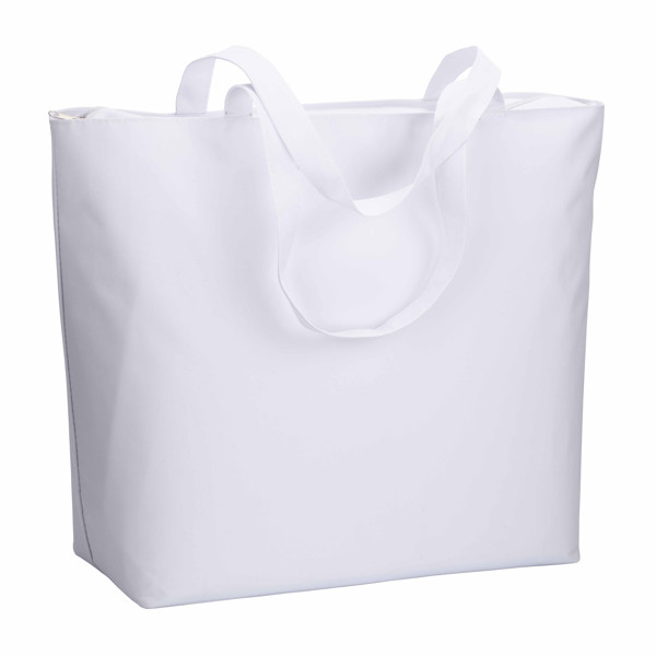 Borsa Mare In Poliestere 300D Con Manici Lunghi E Chiusura Con Zip - Bianco