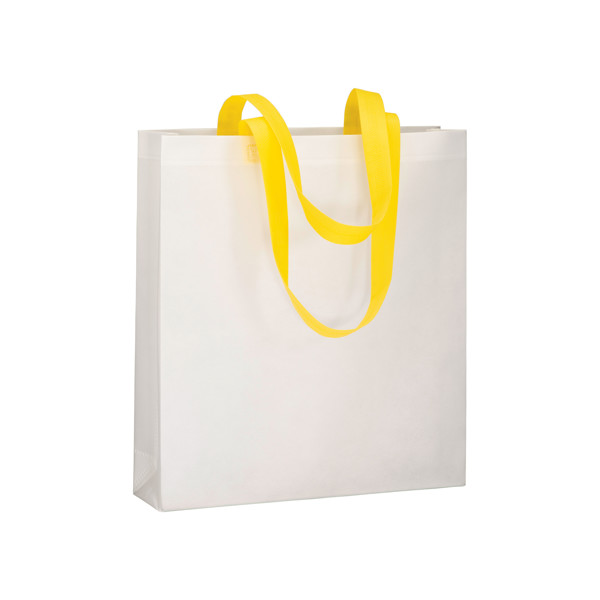 Heat-Sealed 80 G/M2 Non-Woven Fabric Shopping Bag With Gusset And Long Handles - Yellow