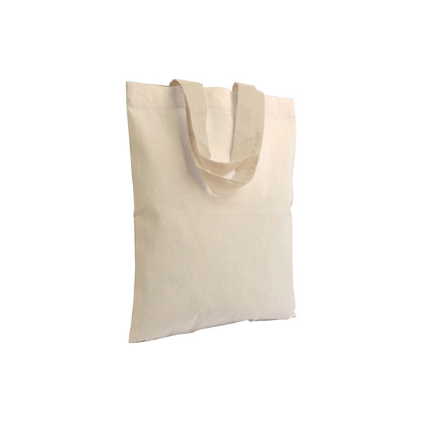 135 G/M2 Natural Cotton Mini Shopping Bag With Coloured Short Handles