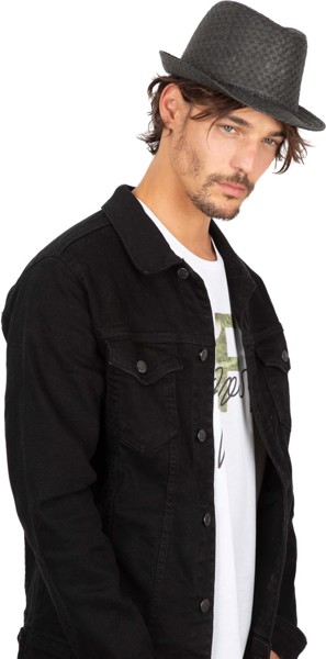 Retro Panama - Style Straw Hat - Black / 57