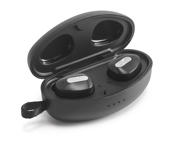 PS - DESCRY. Wireless charger in zinc and Wireless earphones in metal and ABS acrylic