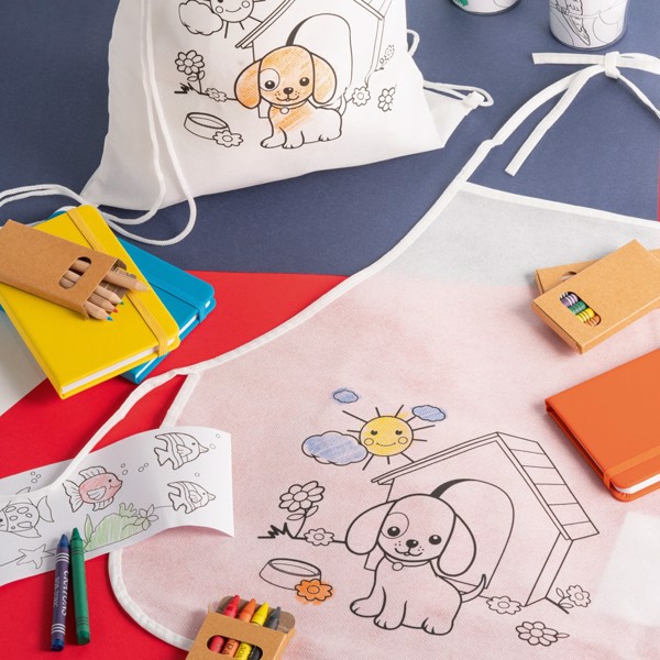 NILO. Tablier de coloriage pour enfants en non-tissé (80 g/m²)