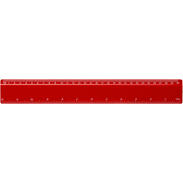 Righello da 30 cm in plastica riciclata Refari - Rosso