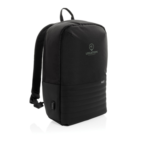RFID nedobytný batoh na notebook Swiss Peak z RPET AWARE™ - Černá