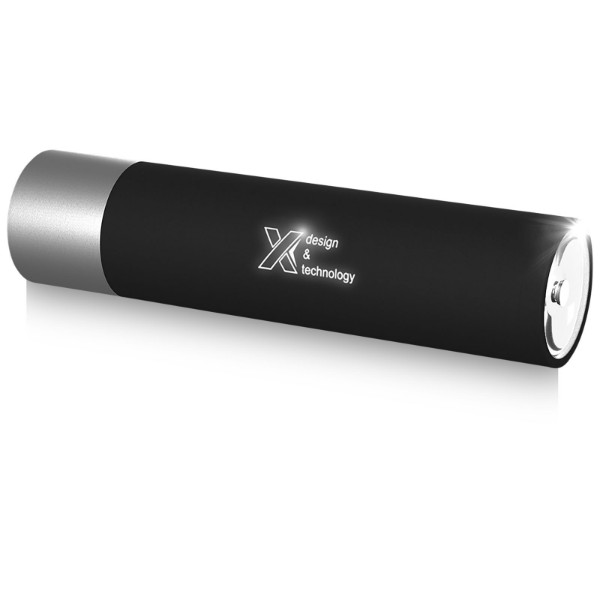 SCX.design F10 2500 mAh Taschenlampe mit mit Leuchtlogo - silber / weiss