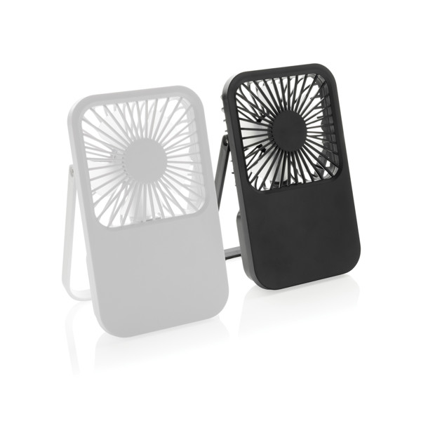 Aervina RCS recycled plastic re-chargeable desk fan - Black