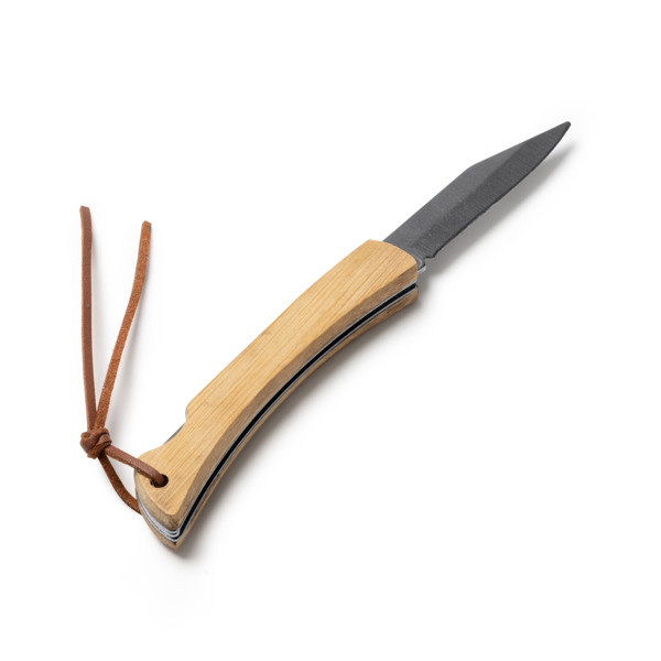 Navaja personalizada de acero inoxidable con empuñadura de bambú natural