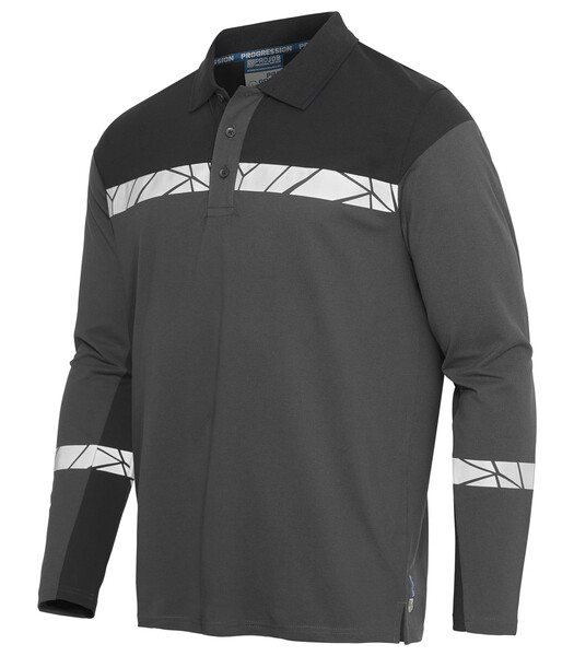 7004 POLO PIQUE L.S PGL Grey/Black XXL