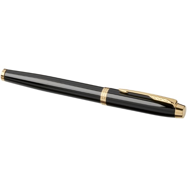 Parker IM rollerball pen (black ink) - Solid Black / Gold