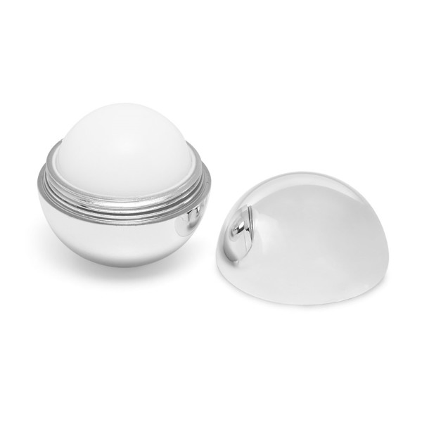 ALBA. Læbepomade med sfærisk metallisk ABS emballage - Sølv