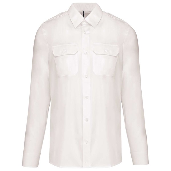Men's Long-Sleeved Pilot Shirt - White / S