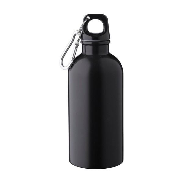 Jednoplášťová fľaša z recyklovanej nehrdzavejúcej ocele (400 ml) Sable - Čierna