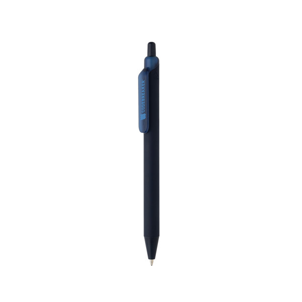 Stylo avec finition gomme en ABS recyclé certifié GRS Tide - Bleu Marine