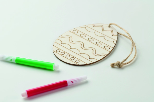 Wooden egg painting kit, 4 markers, jute cord