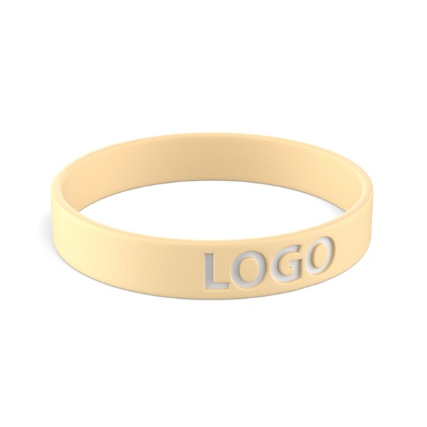Customised silicone wristbands (12mm width) - Creamy Beige / 20x1.2x0.2cm