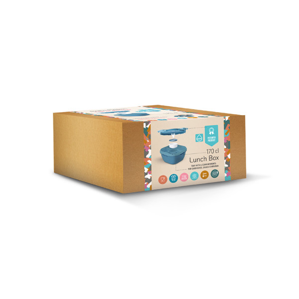 BOITE A REPAS (LUNCH BOX) MULTI-COMPARTIMENTS AVEC FOURCHETTE - Gris