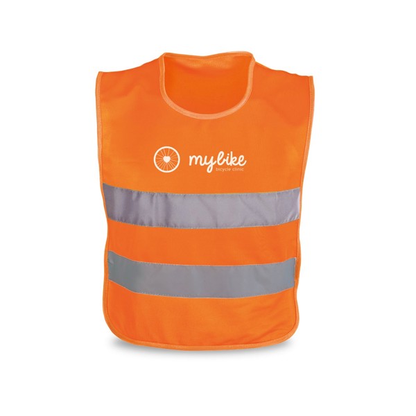 MIKE. 100% polyester reflective kids’ vests - Orange
