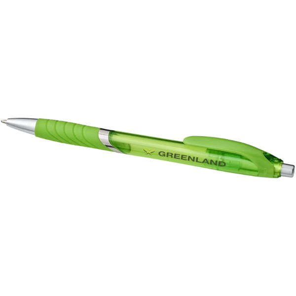 Průsvitné kuličkové pero Turbo s pryžovým úchopem - Limetka