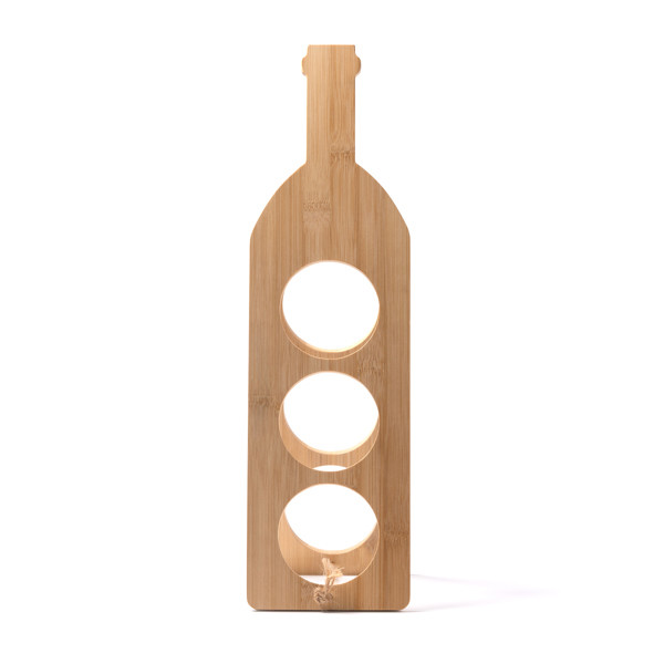 Foldable personalised bamboo wine rack for 3 bottles