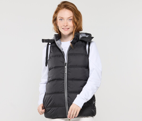 Bodywarmer doudoune femme avec capuche - BLACK / GREY / XXL