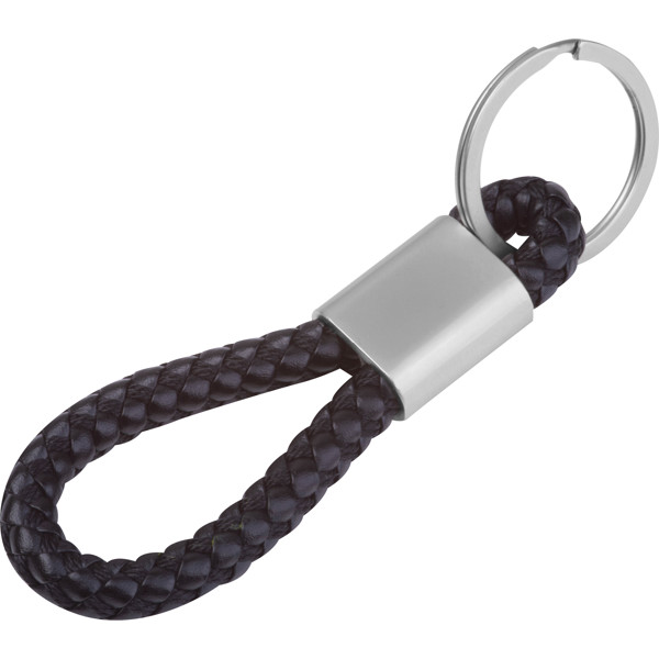 Metal keychain – PU cord ERNEST - Black