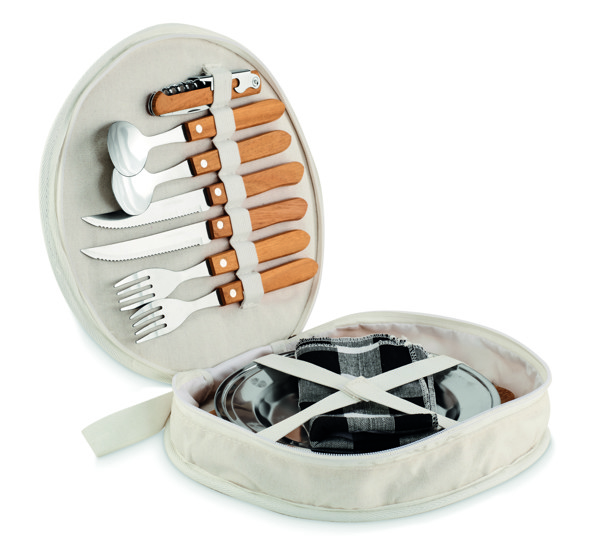 Hudson picnic cutlery set, bamboo, cotton pouch