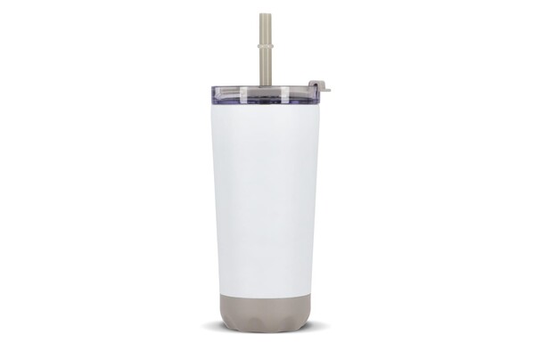 InSideOut Stainless Steel Double-Walled Norden Drink Cup with Straw  600ml - White