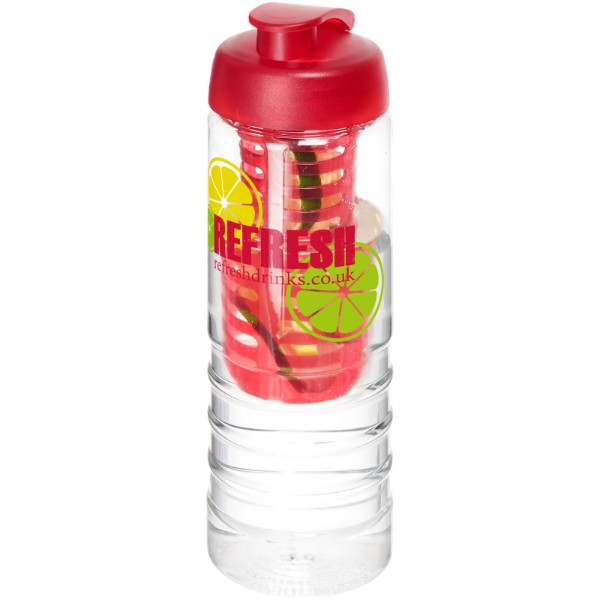 H2O Active® Treble 750 ml flip lid bottle & infuser - Transparent / Red