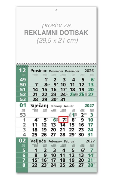 Poslovni kalendar – Trodjelni zeleni spirala