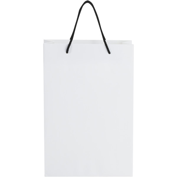 Ročno izdelana papirnata vrečka 24x9x36 cm, 170 g/m2 - Bela / enobarvna črna