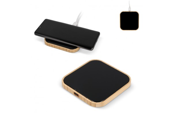 Wireless charger bamboo &amp; glass 10W