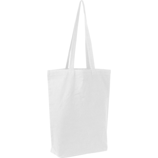 Fairtrade cotton bag with bottom fold PIOTR - White