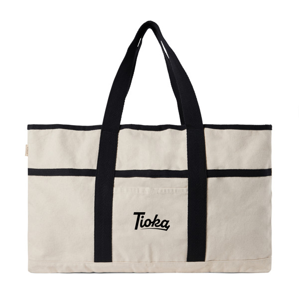 VINGA Volonne AWARE™ recycled canvas beach bag - Off White / Black