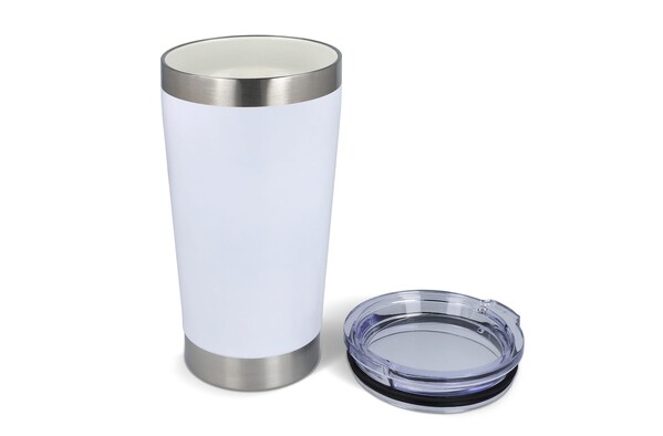 Keramična termo skodelica Cango, 500 ml, reciklirano jeklo - Bela