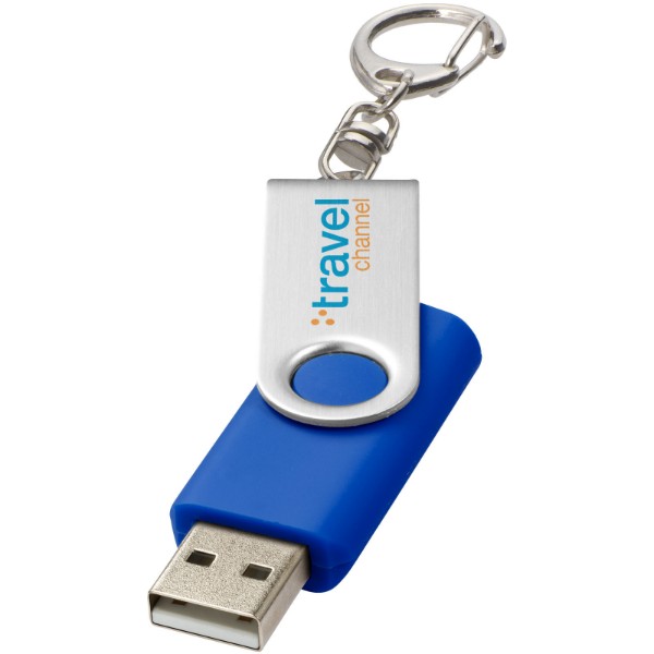 Clé USB rotative avec porte-clés - Bleu royal / 1GB