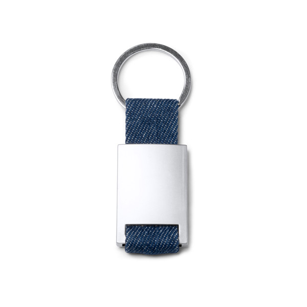 Personalized denim fabric keyring with metal body