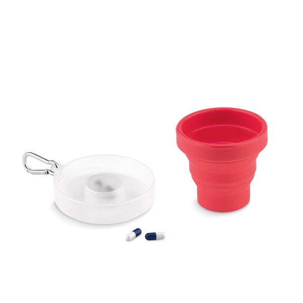 Składany kubek silikonowy Cup Pill - czerwony