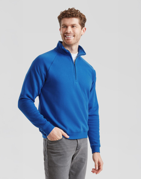 Premium Zip Neck Sweat - White / L