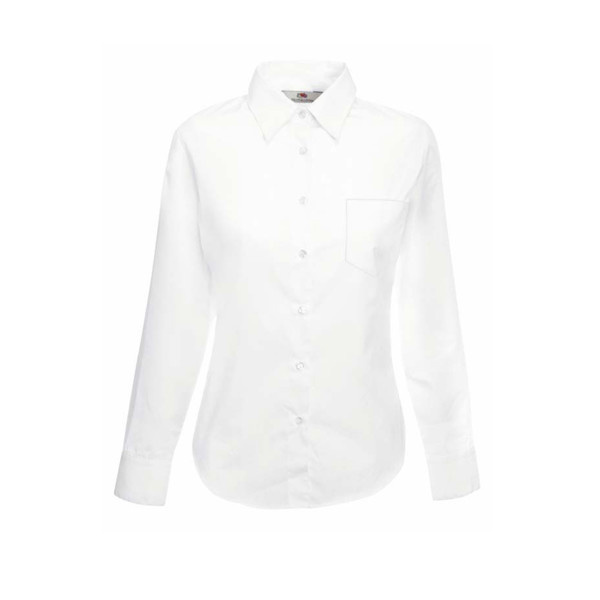 Camisa Poplin Ladies Manga Comprida 120G - 55% Algodão/ 45% Poliéster - Branco / XS