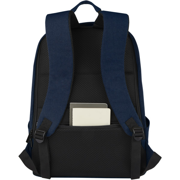 Sac à dos anti-vol pour ordinateur portable Joey de 18 L en toile recyclée GRS 15,6 pouces - Marine