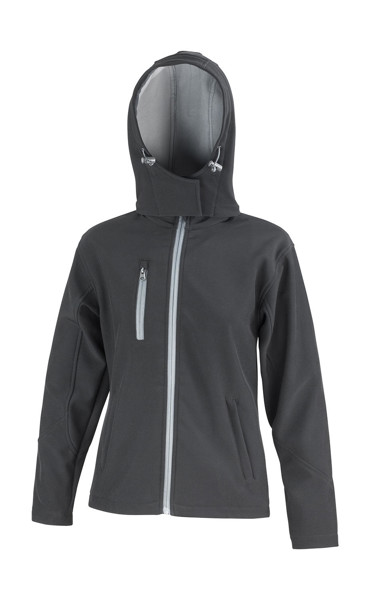 Ladies Tx Performance Hooded Softshell Jacket - Black / Grey / M (12)