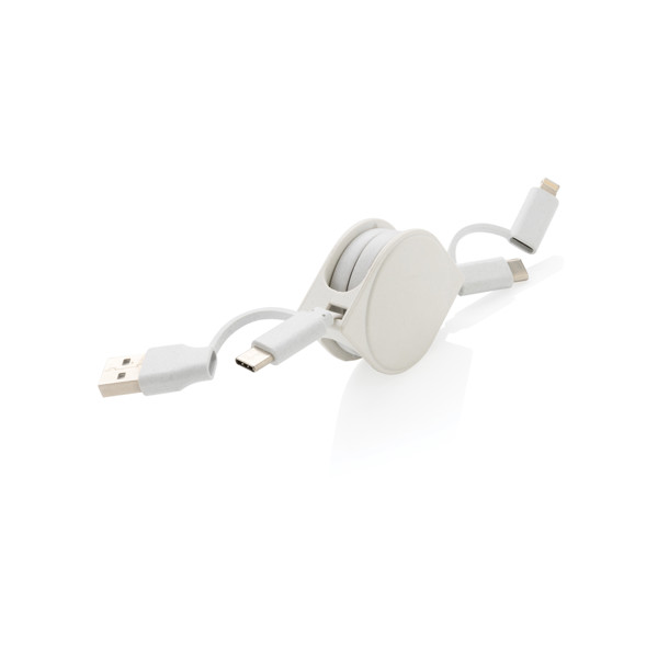 Xd Collection 6-v-1 kabel, recikliran ABS, TPE - Bela