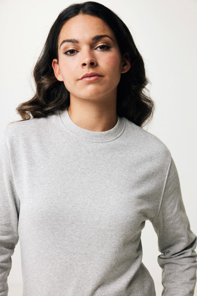 Pull à col rond en coton recyclé non teinté Iqoniq Denali - Heather Grey / M