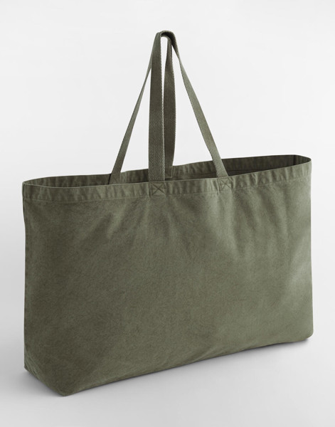 Garment Dyed Oversized Tote Bag - Vintage Black / ONE SIZE