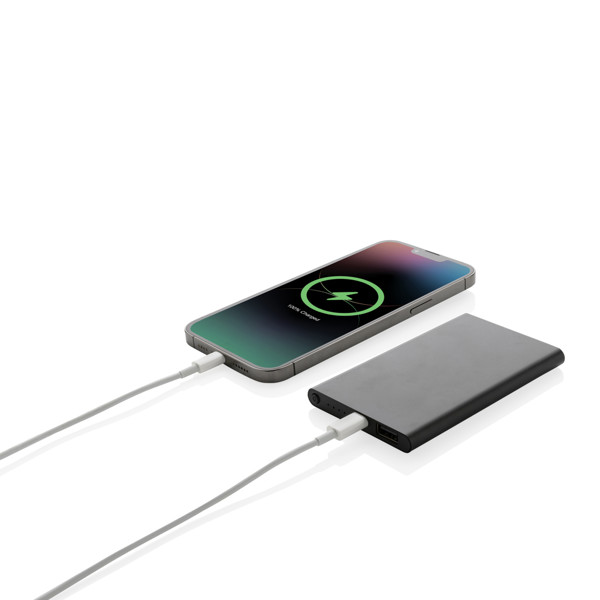 Powerbanka 4000mAh s USB C z RCS recykl. plastu a hliníka - Čierna