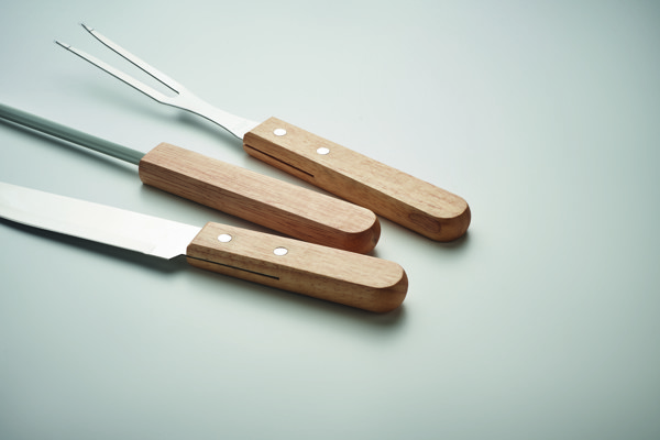 Tooldera BBQ Set Stainless Steel, Wooden Handles