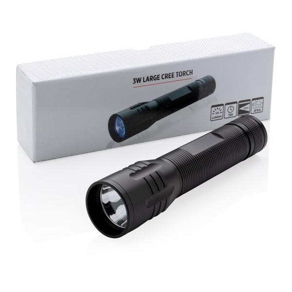 3W large CREE torch - Black