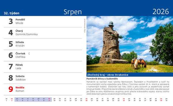 Stolní kalendář Křížem krážem Českou republikou 2026